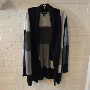 Charter Club Color Block Cardigan in Black and Gray